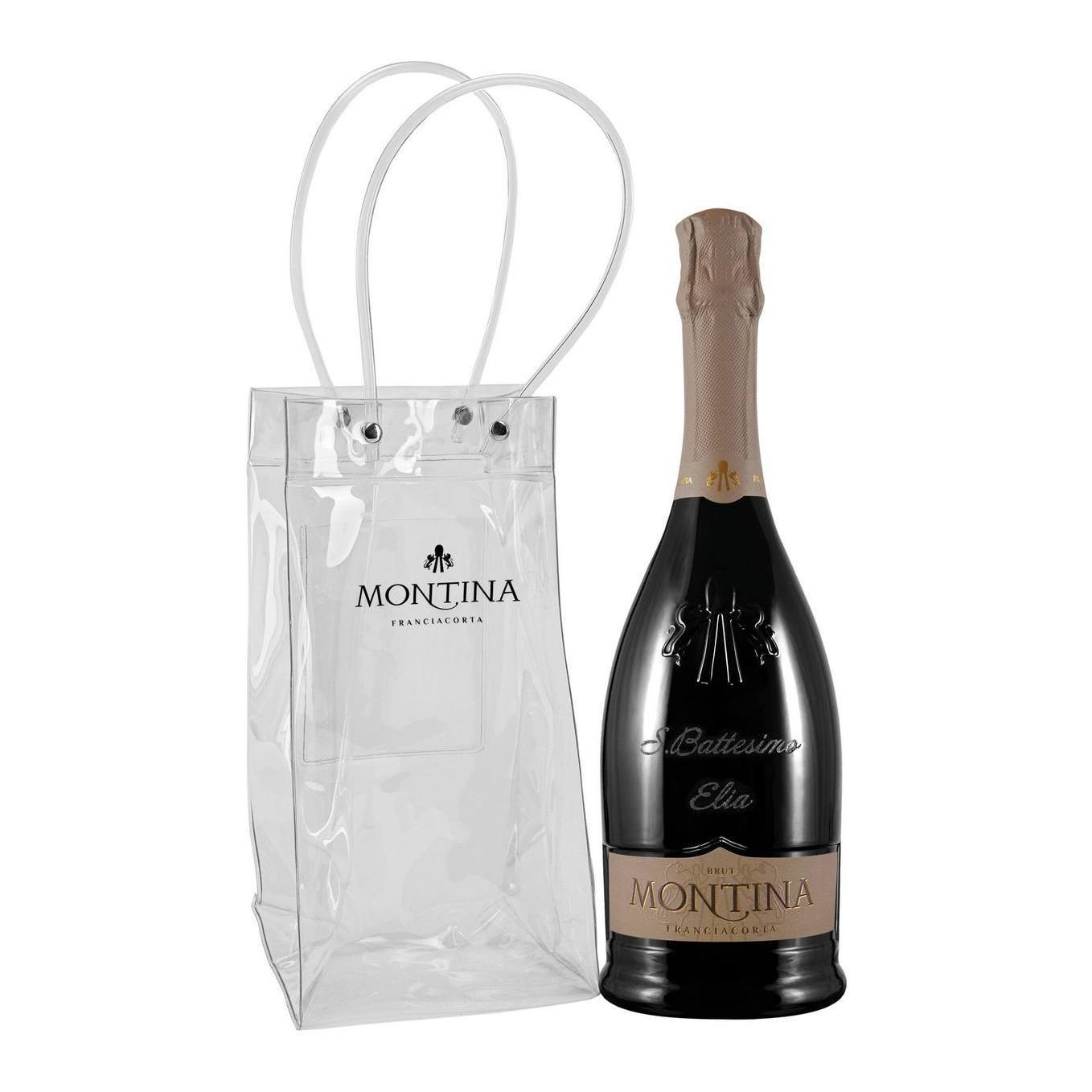 Omaggio aziendale bottiglia Montina Brut con Icebag